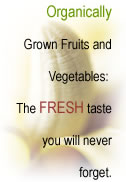 Ad for organically grown fruits and vegetables
